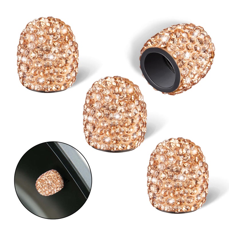 WINKA 4Pcs Bling Car Tire Valve Stem Caps Diamond Bling Dustproof Car Wheel Tire Valve Caps Crystal Decor Universal Shiny Wheel Stem Valve Exterior Accessories for Cars,SUV,Bikes Motorcycles (Orange) - Image 1
